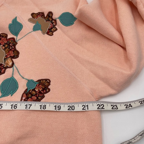 VTG Hanes Peach Embroidered Floral Crewneck Sweater USA Womens *READ* - Picture 11 of 12